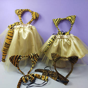 Костюм тигра новорічний 2-8 років спідниця фатинова та обруч золотий колір 1 шт тигреня