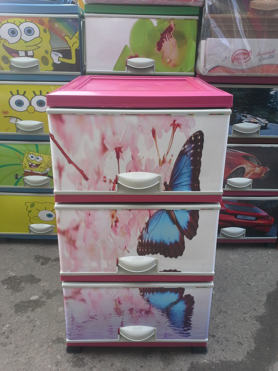 Комод пластиковий elif метелик на 3 ящики