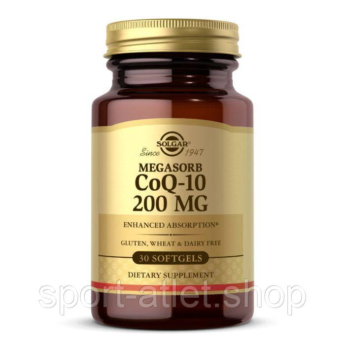 Натуральна добавка Solgar CoQ-10 200 mg Megasorb, 30 капсул, фото 1