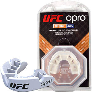 Капа боксерська OPRO Junior Bronze UFC Hologram White (art.002264002)