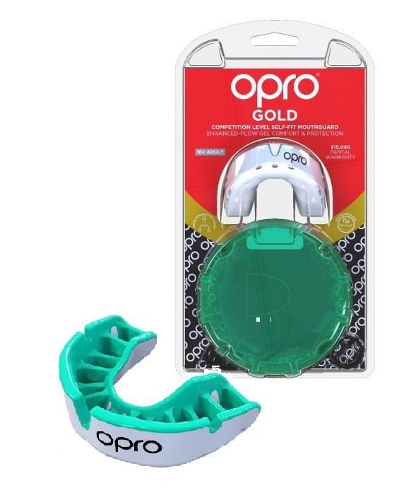 Капа OPRO Gold Series White/Mint (art.002226006)