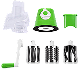 Універсальна механічна овочерізка мультислайсер Tabletop Drum Grater 3 насадки, пластик/неіржавка сталь, фото 6