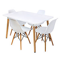 Стіл обідній Bonro В-950-1200 + 4 білих крісла В-173