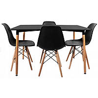 Стіл обідній Bonro В-950-1200 + 4 чорних крісла В-173