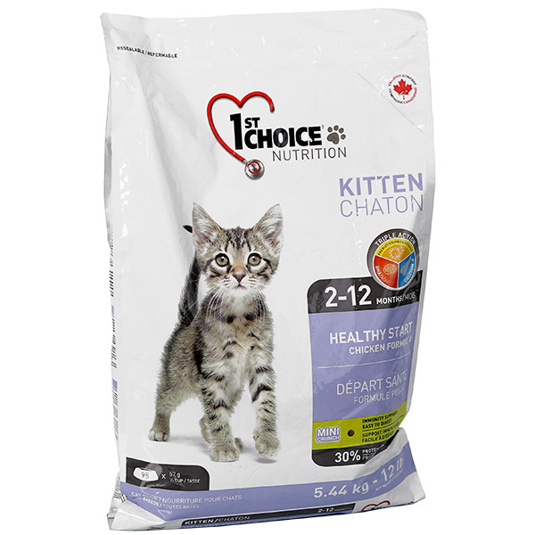 Сухий супер преміум корм для кошенят 1st Choice Kitten Healthy Start курка 5.44 кг (ФЧККН544)