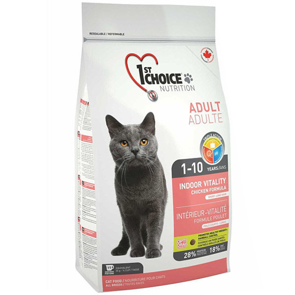 Сухий супер преміум корм для котів 1st Choice Adult Indoor Vitality Chicken курка 5.44 кг (ФЧККВ544)