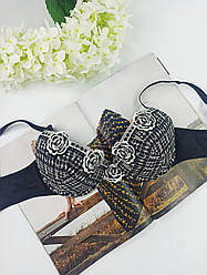 Бюстгальтер Butterfly тонкий поролон 75С чорний з білим (140) Вітрина!