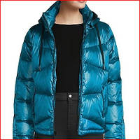 Жіноча пухова куртка Karl Lagerfeld Paris Down-Blend Hooded Puffer Jacket ОРИГІНАЛ (Розмір М) синя