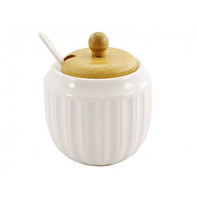 Цукорниця з ложкою та дерев'яною кришкою 340 мл PJ02889-1
