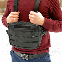 Тактична нагрудна сумка-месенджер чоловіча з тканини Cordura 1000D. Сумка жилет., фото 3
