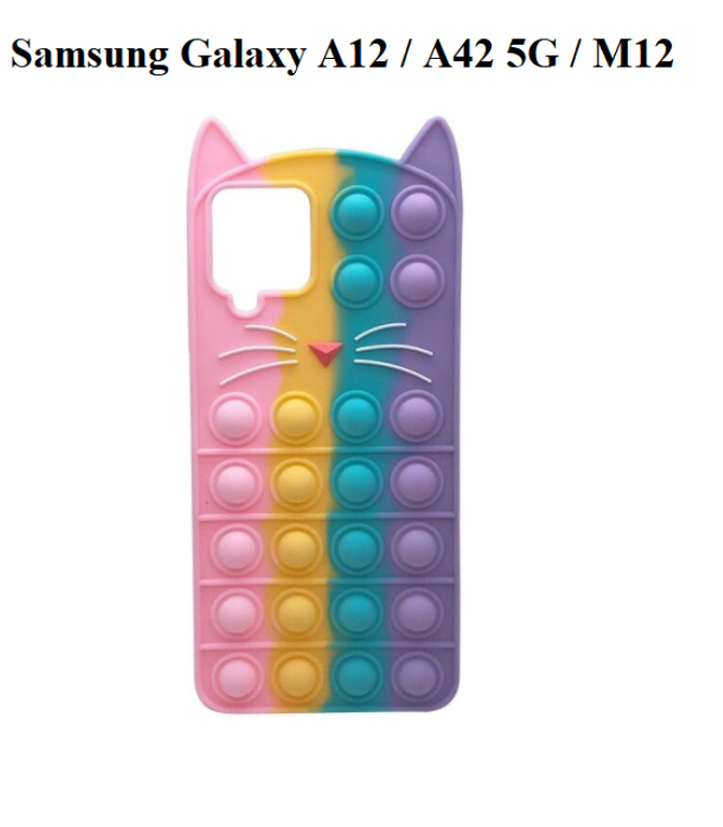 Чохол бампер Поп-Іт Pop-it Котик 3D резиновий для Samsung Galaxy A12 (A125F) / A42 5G (A426B) / M12 (M127)