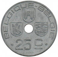 25 сантимів. 1946 рік, Бельгія. (Belgique-Belgie)