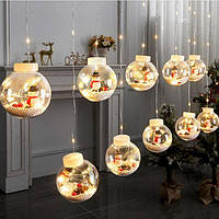 Гирлянда Бахрома  микс 4 вида с игрушкой внутри 200L W-1 Copper curtain ball lamp W 3мх1.5м Тепло-белый