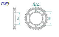 Задняя звезда привода мотоцикла стальная для цепи 530, AFAM, 12507-44