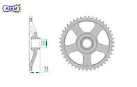Задняя звезда привода мотоцикла стальная для цепи 415 (294003), AFAM, 35100-43