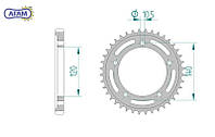 Задняя звезда привода мотоцикла стальная для цепи 530, AFAM, 86603-45