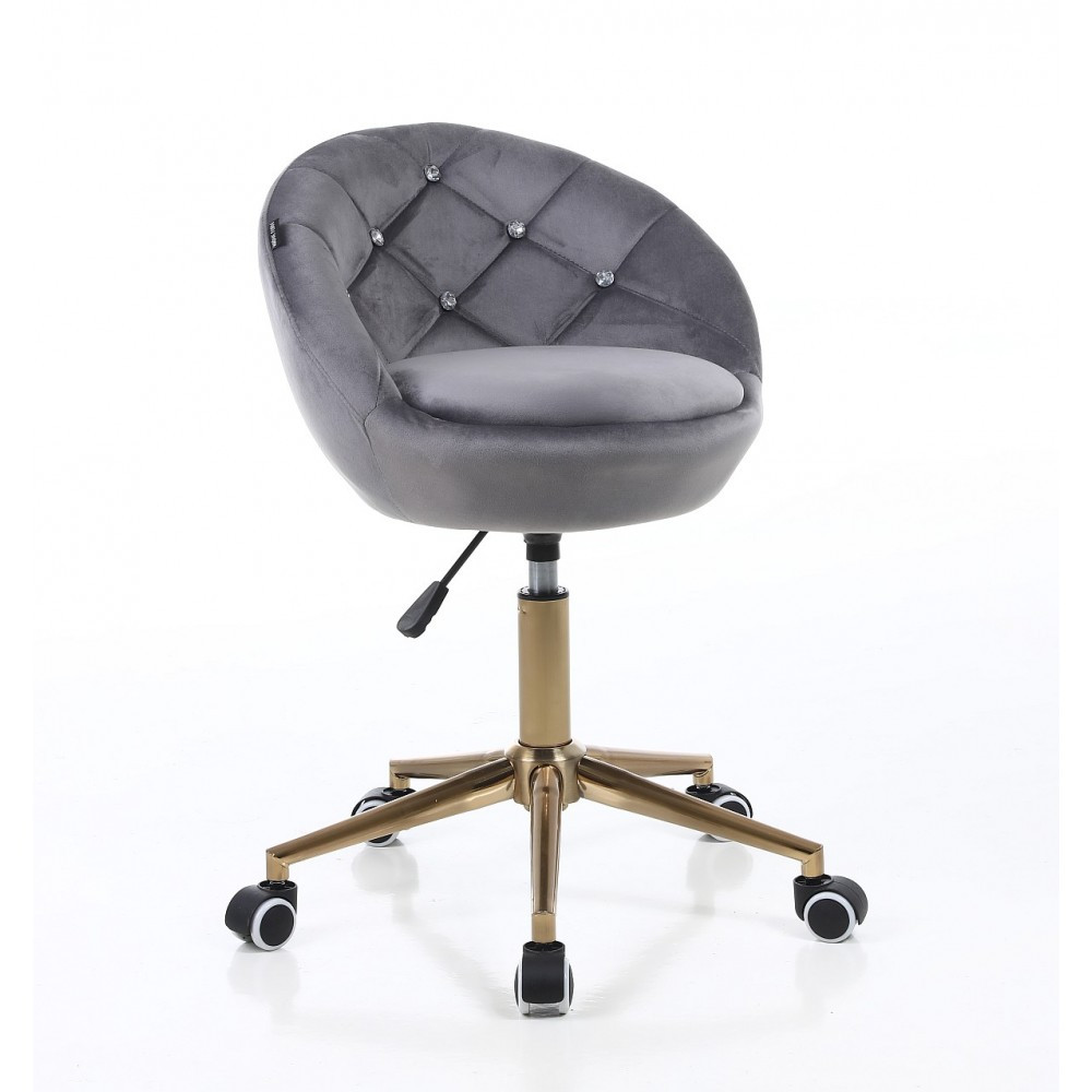 Крісло HR948K графітовий велюр золота основа, фото 1