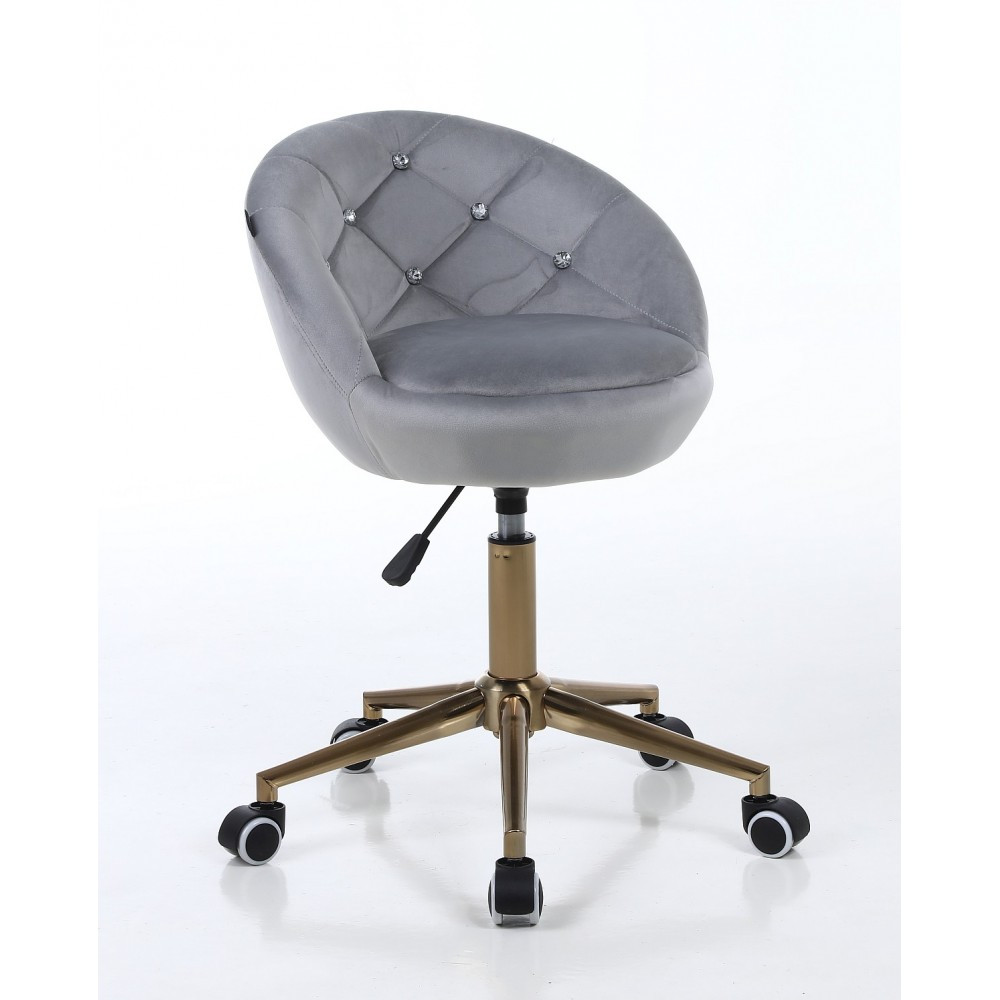 Крісло HR948K сірий велюр золота основа