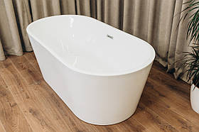 Ванна Отдельно Стоящая из Акрила BRONE Bianco White Акриловая Овальная Ванна БРОНЕ 160*80*58cm