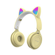 Бездротові Bluetooth навушники cY47 Cat Ear з LED-підсвіткою з котячими вушками Жовті, фото 3