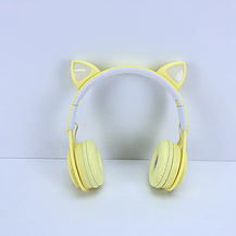 Бездротові Bluetooth навушники cY47 Cat Ear з LED-підсвіткою з котячими вушками Жовті, фото 5