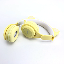 Бездротові Bluetooth навушники cY47 Cat Ear з LED-підсвіткою з котячими вушками Жовті, фото 6
