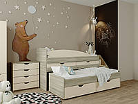 Двоярусне ліжко (двомісне) б/матрацу в дитячу Савана з ДСП Дуб крафт сірий/Льон Світ меблів