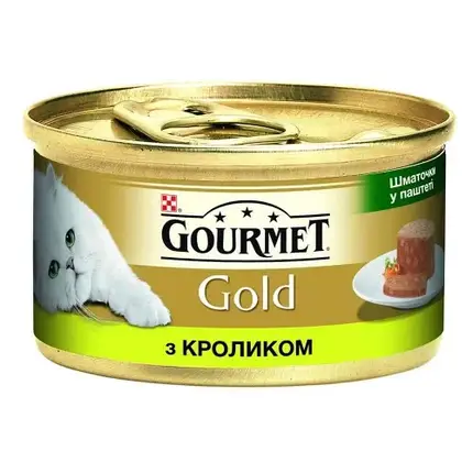 Влажный корм Purina Gourmet Gold для кошек, кусочки в паштете с кроликом, 85 г, фото 2
