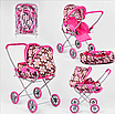 Регульована коляска для ляльок з алюмінієвим корпусом, регульованим капюшоном і знімною люлькою 3 види, фото 4