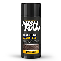 Пудра для залысин Nishman Hair Building Keratin Fiber Темно-Коричневый