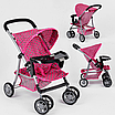 Яскравий візок для ляльок для дівчаток від 2 років Літній З металевим каркасом і козирком 3 види Рожевий, фото 3