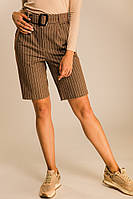 Женские шорты-бермуды в офисном стиле коричневые в полоску