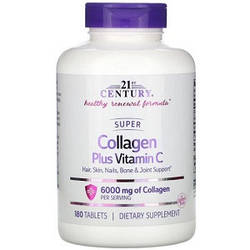 Колаген 21st Century Super Collagen Plus Vitamin C 6000 mg (180 таблеток.)