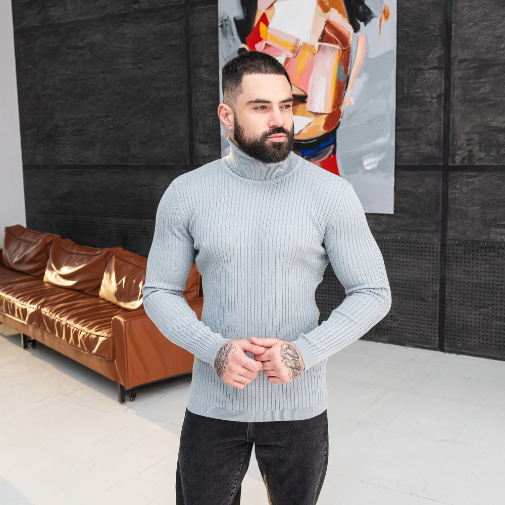 Сірий теплий чоловічий гольф (70% вовна, 30% акрил), фото 1