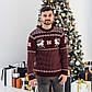 Чоловічий теплий зимовий светр бордовий різдвяний, в'язаний вовняний новорічний светр для чоловіків Туреччина, фото 3