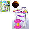 Синтезатор з мікрофоном дитячий Joy Toy електронне Піаніно зі стільчиком Орган музичний для дітей Блакитний, фото 7