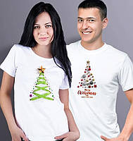 Парні Новорічні футболки "З Новим роком" з ялинкою