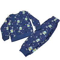 Детская пижама для мальчика с принтом Робота тёмно-синяя 4-5 лет