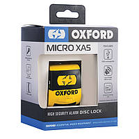 Замок з сигналізацією на гальмівний диск Oxford Micro XA5, жовтий