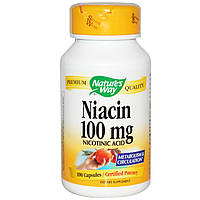 Ниацин, Nature's Way, 100 мг, 100 капсул. Сделано в США.