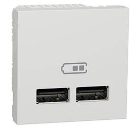 Unica New розетка подвійна USB 2,1 А 2 модулі біла Schneider Electric, NU341818