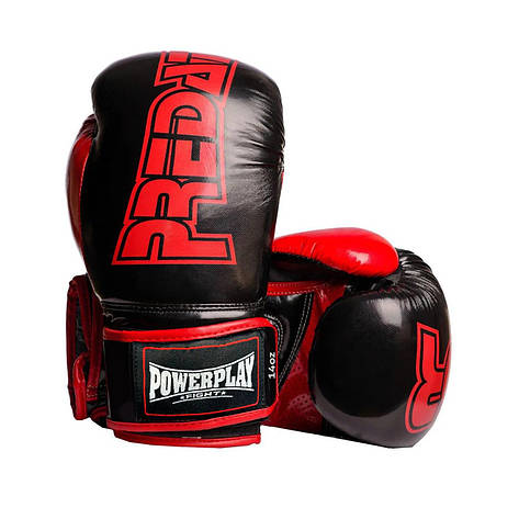 Боксерські рукавиці PowerPlay 3017 Predator Чорні карбон 8 унцій, фото 1
