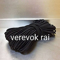 Шнур эластичный резиновый 6 мм 50 м черный