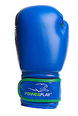 Боксерські рукавиці PowerPlay 3004 JR Синьо-Зелені 8 унцій, фото 4