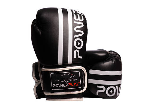 Боксерські рукавиці PowerPlay 3010 Чорно-Білі 14 унцій, фото 1