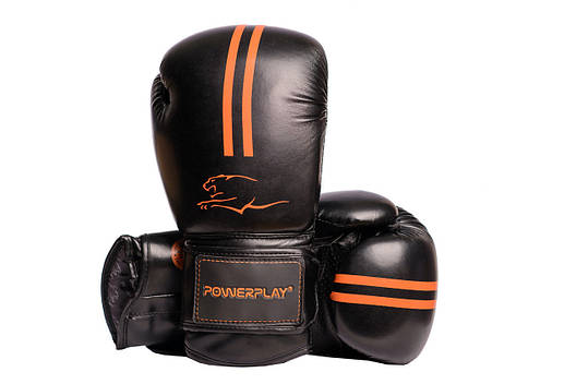 Боксерські рукавиці PowerPlay 3016 Contender Чорно-Оранжеві 14 унцій, фото 1