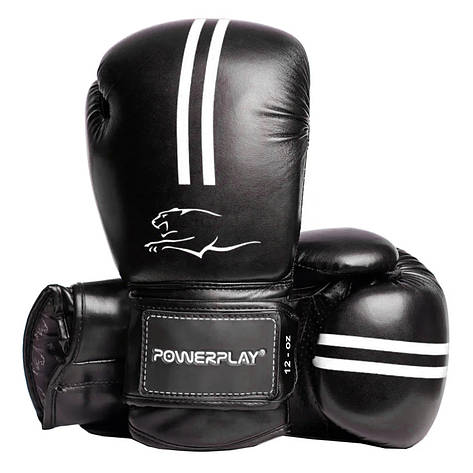 Боксерські рукавиці PowerPlay 3016 Contender Чорно-Білі 12 унцій, фото 1