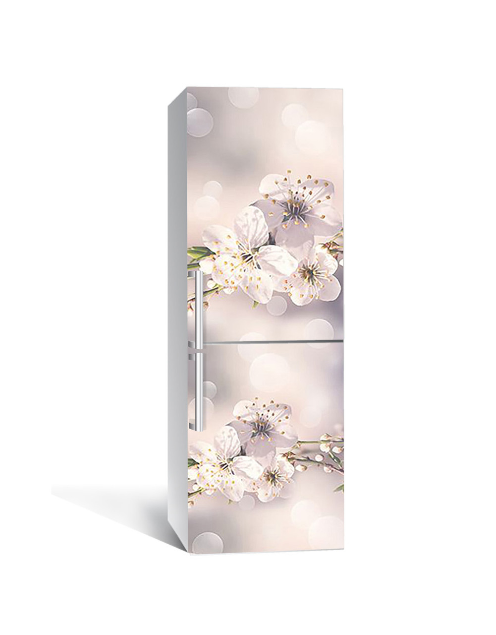 Наклейка самоклейка на холодильник Макро Квіти вишні 60х180 cм декор для обклеювання холодильника, фото 1