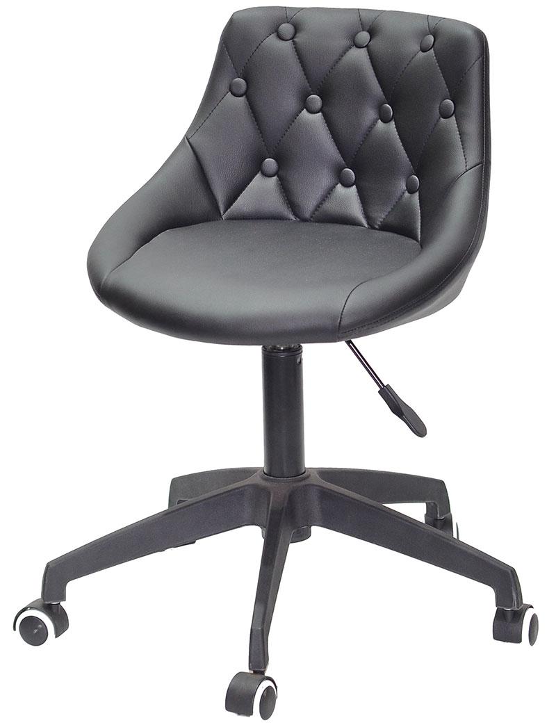 Стілець Foro Button BK-Modern Office чорна екошкіра на чорній хрестовині з колесами, з регулюванням висоти