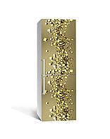 65х200 см Пленка для холодильника, виниловый декор холодильника, клеящаяся пленка для кухни Золото 3Д, оклейка
